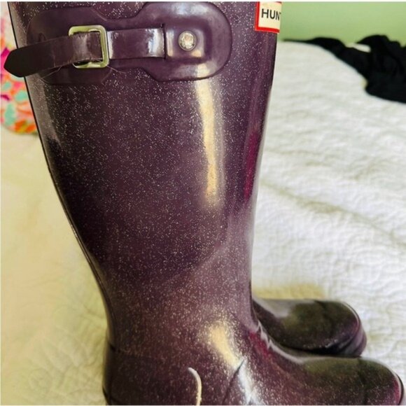 Hunter Women's Purple Glitter Rain Boots Waterproof Wellies US 5 - Picture 5 of 7